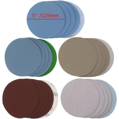 Round Sanding Discs, Hook Loop Sandpaper, 25 Pieces, 125mm, Grit 10005000 1
