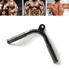 Fitness V Shape Lat Pull Bar, Black Triceps Bar with Rubber Handles, Cable Pull Handle Curl Strength Training Pull Handle for Fitness Accessories