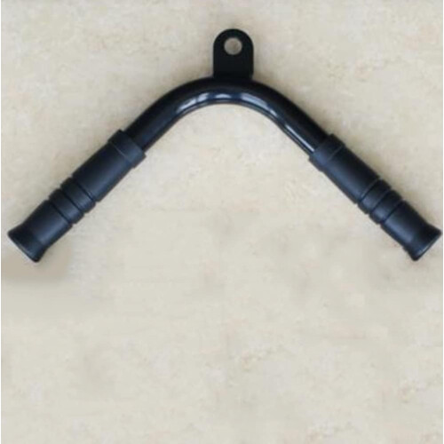 Fitness V Shape Lat Pull Bar, Black Triceps Bar with Rubber Handles, Cable Pull Handle Curl Strength Training Pull Handle for Fitness Accessories 1
