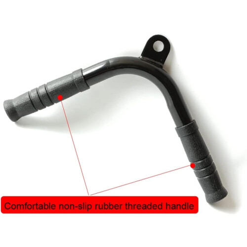 Fitness V Shape Lat Pull Bar, Black Triceps Bar with Rubber Handles, Cable Pull Handle Curl Strength Training Pull Handle for Fitness Accessories 2