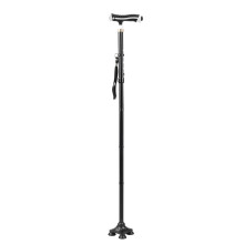 Stok med justerbar højde, bærbar rejsestok med firedobbelt base for stabilitet, LED-lysstok for forbedret synlighed, aluminiumslegering