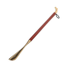 Long Handle Wooden Shoe Horn for Boots and Sneakers with Ergonomic Grip Brown