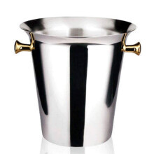 Stainless Steel Ice Bucket with Handle, DoubleWall Wine Cooler, Large Capacity for Parties 22CM