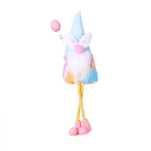 Paasdecoratie Kabouters Konijnen met lange benen pluchen-Blauw