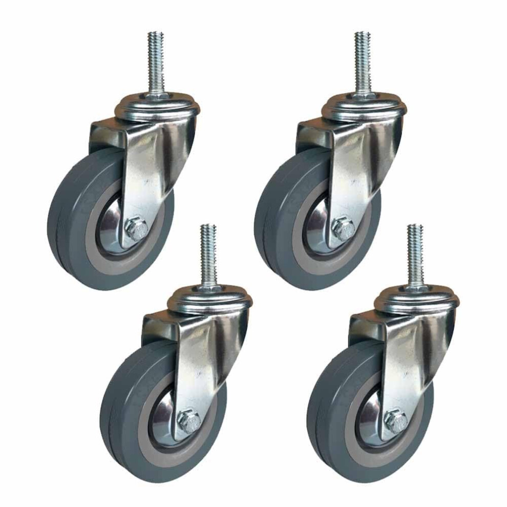 3Inch Heavyduty Swivel Caster, M10 Threaded Stem, Silent Wheel, 225 Kg/495 Lbs (75Mm M1030) 9119770502117