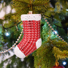 Reusable Holiday Decor, Golden Stocking Pendant, Hand-Crafted Decorations, Brightly Colored Christmas Ornaments, Perfect For Adding A Festive Touch To