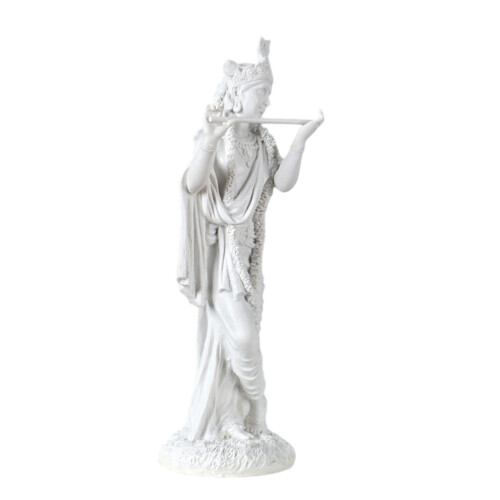 Statue de Krishna en résine blanche, Sculpture du dieu-Blanc