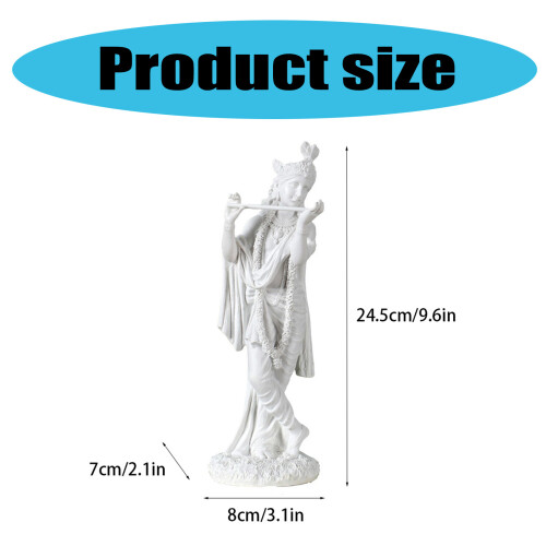 Statue de Krishna en résine blanche, Sculpture du dieu-Blanc 2
