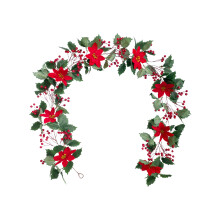 Artificial Winter Holiday Decor, Realistic Red Berries & Greenery With Flexible Plastic Stem For Versatile Indoor Outdoor Use