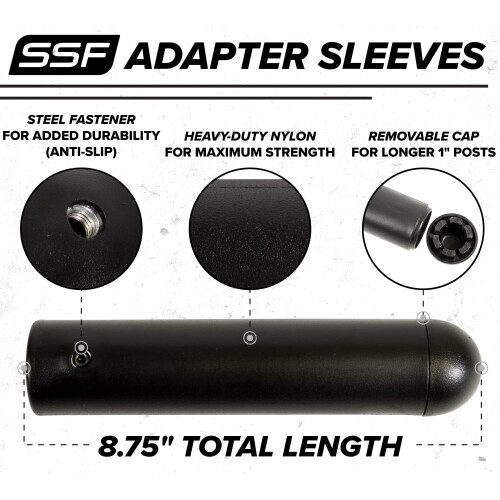 'Nylon Olympic Adapter Sleeve 8''  Convert 1'' Bars or Posts to 2'' Olympic Bars or Posts. Includes Removable End Cap for Longer Posts.' Single 1