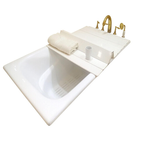 Bath Tub Tray Folding Cover with Dustproof Heat Insulation Board for SpaceSaving Use