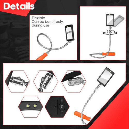 Telescoping Magnetic Pickup Tool Set,Magnet Flashlight with Inspection 2