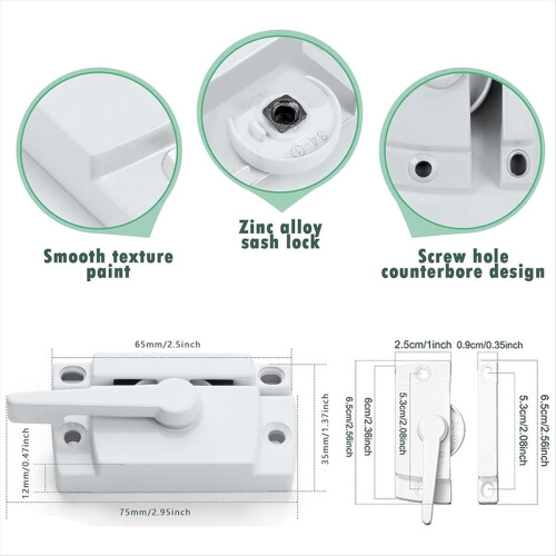 Window Strap Lock, Cam Action White Latch with Fixed Die-Cast, Suitabl 2