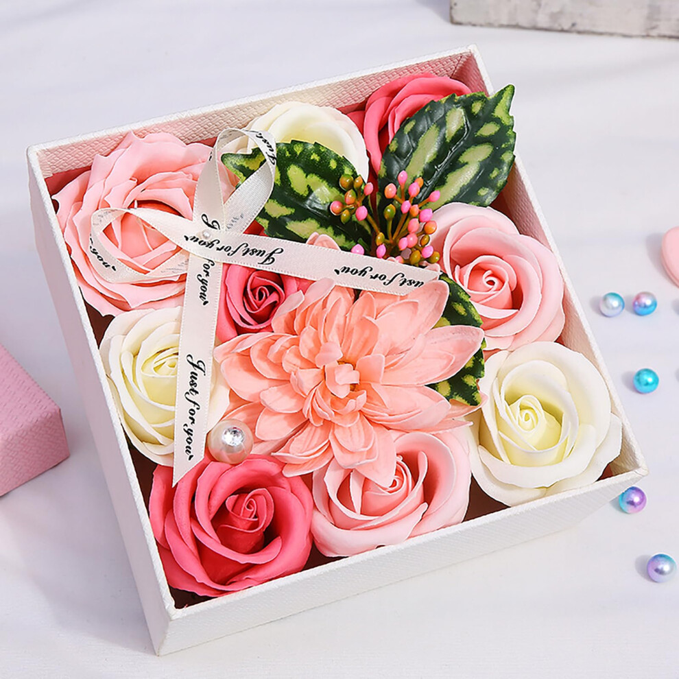 Pink Rose Flower Petal Bath Soap With Essential Oil, Floral Scented Gift Set (1 Rose )