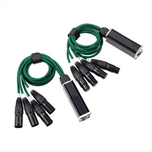 1Pair 4-Channel 3-Pin XLR/ to Ethercon RJ45 Ethernet Extender DMX512 N