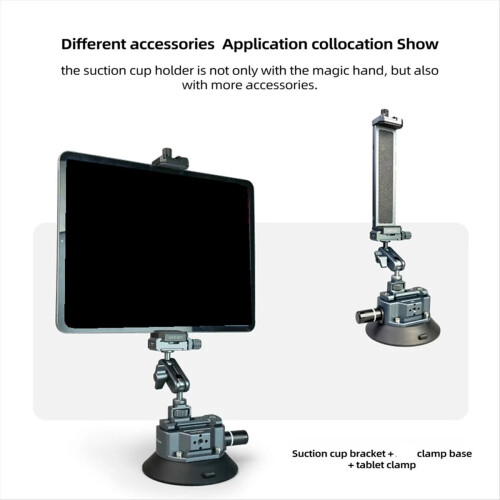 Hand Pump Car Suction Cup Phone Action Camera Holder for DSLR