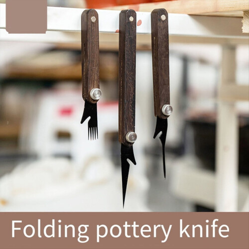 Folding Pottery Multifunctional Knife for Cutting Punching Carving DIY