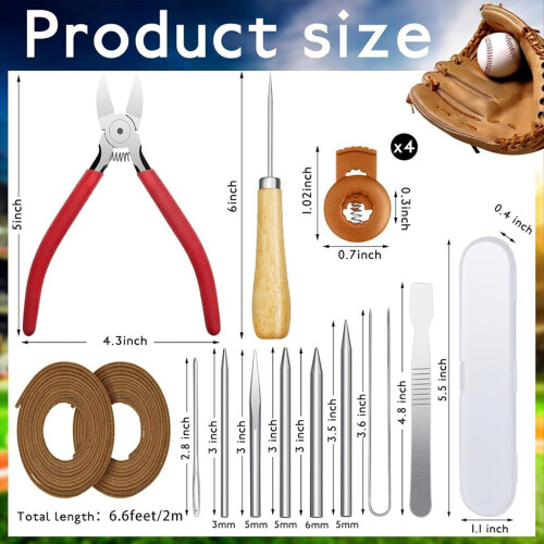 16 Pcs Glove Relacing Kit Needle Leather Cutter Scratch Awl Tool for B 2