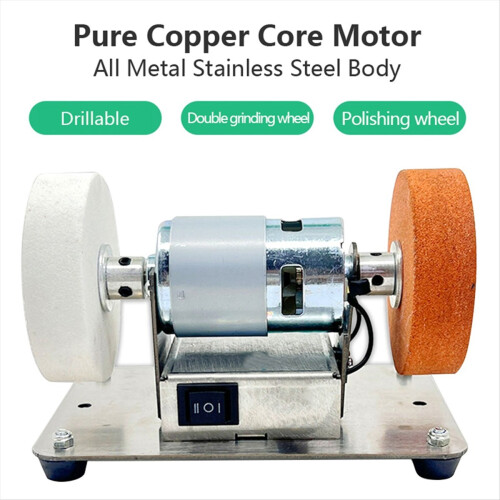EU Plug,100W Double Grinder Machine Motor Mini Coarse and Fine Polishi 2