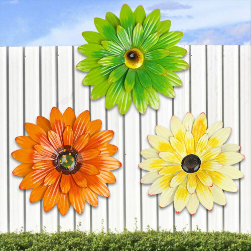 Gelber Gartenhof, eiserne Sonnenblumen-Villa-Dekoration, Gartenmauer 2