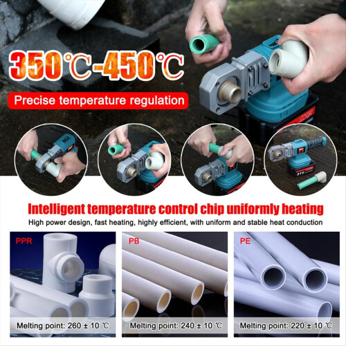 Plastic PPR Pipe Welding Machine Cordless Water Pipes Melting Device w 2