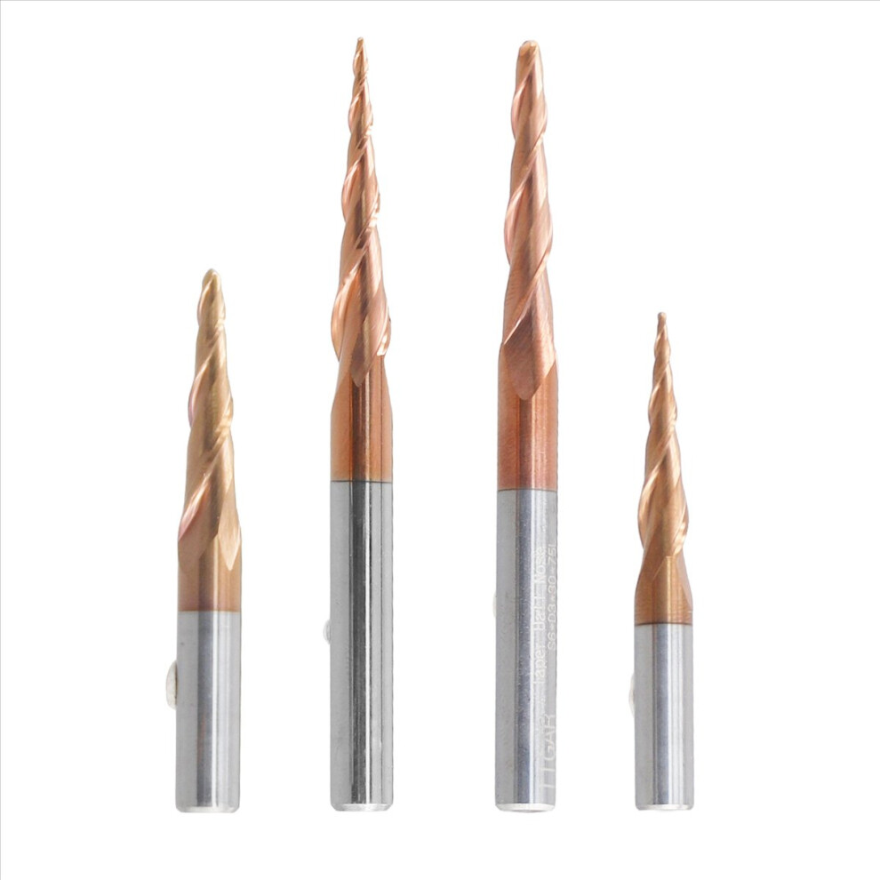 4Pcs Carbide Spiral Tapered Ball Nose End Mill 6Mm Shank Router Bit Wo 4852827085830