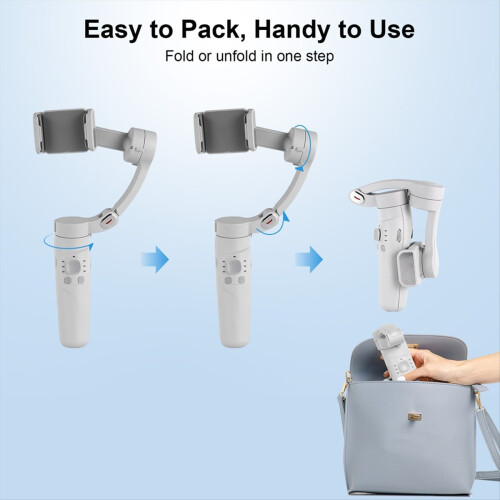 3- Handheld Gimbal Stabilizer Foldable Phone Video Record Vlog Anti-Sh 2