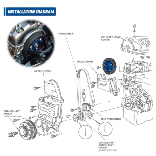 For D15 D16 Sohc 1988-2000 Adjustable Racing Cam Gear Timing