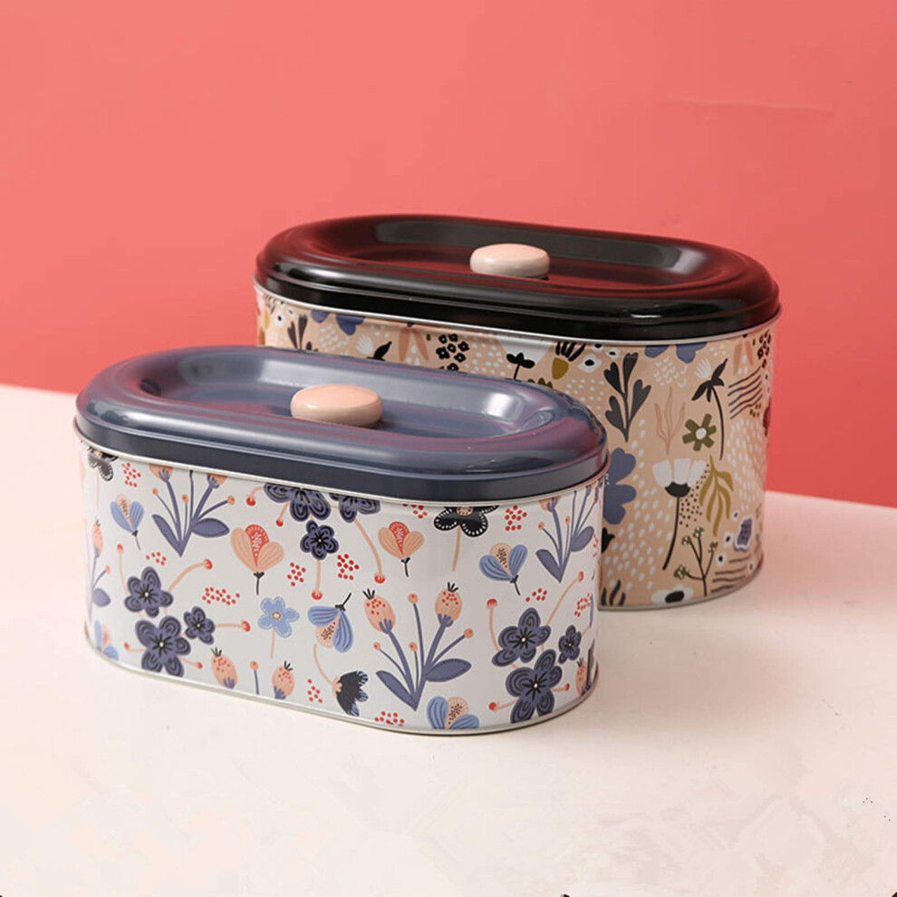 Cookie Storage Tin Jar with Lid for Biscuits Chocolates Toddler Snacks FoodSafe Kitchen Container
