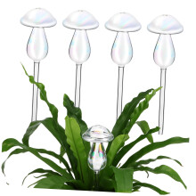 SelfWatering Plant Accessories: 4 Stylish Glass Mushroom Inserts for Automatic Watering in Pots