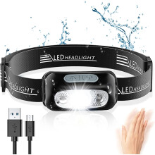 Wasserdichte, wiederaufladbare Stirnlampe, ultraleicht für Camping und Wandern, superhelles Licht mit langlebigem Akku, mehrere Modi für alle