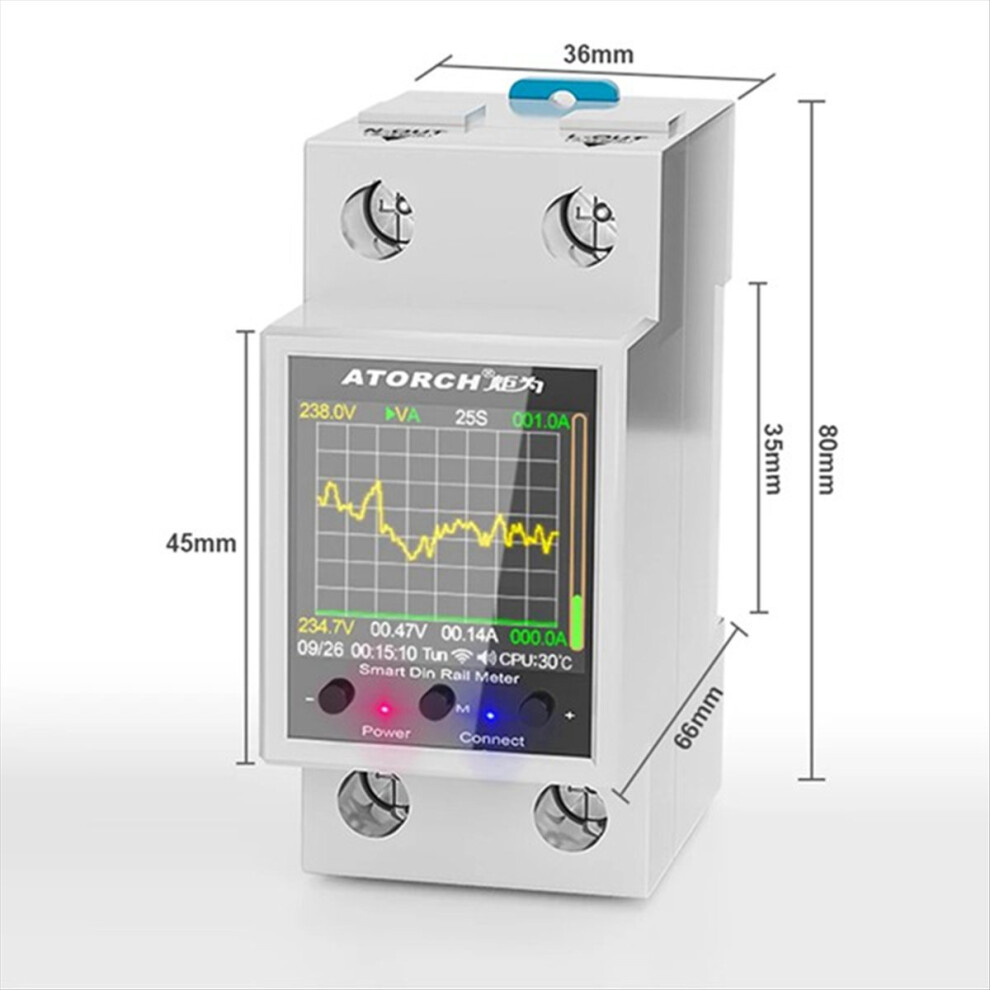 Photos - Other Electrical Equipment ATORCH GR2PWS Electricity Meter Tuya WiFi Rail Power Energy AC50-320V