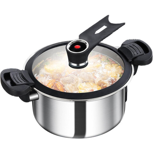 Stainless Steel Micro Pressure Cooker 3.5L with Lid Handle, Quick Release Stew Pot for Kitchen 2