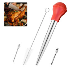 Turkey Baster Syringe, Stainless Steel Meat Injector, FDA Silicone Bulb with Needles