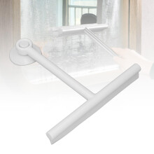 Shower Squeegee for Glass Doors with Silicone Blade and Suction Cup Holder, Easy Hanging for Bathroom and Shower Wall Cleaning (White)