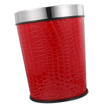 Vintage Bathroom Trash Bin with Pattern Lidless Retro Waste Basket for Bedroom Kitchen Hotel