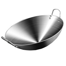 Stainless Steel Wok Pan 34cm70cm Round Bottom Double Ear Uncoated NonStick for Gas Cooktops