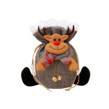 Bolsas de lino para envolver regalos de Navidad, delicadas y con cierre de cordón, reutilizables para dulces navideños.