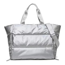 Pilates Mat Bag Winter Yoga Mat Bag Women's Sports Bag Tote Fitness Sport Large Travel Shoulder Zip Storage Bag Ladies Wet Dry Pack Handbag (Silver)