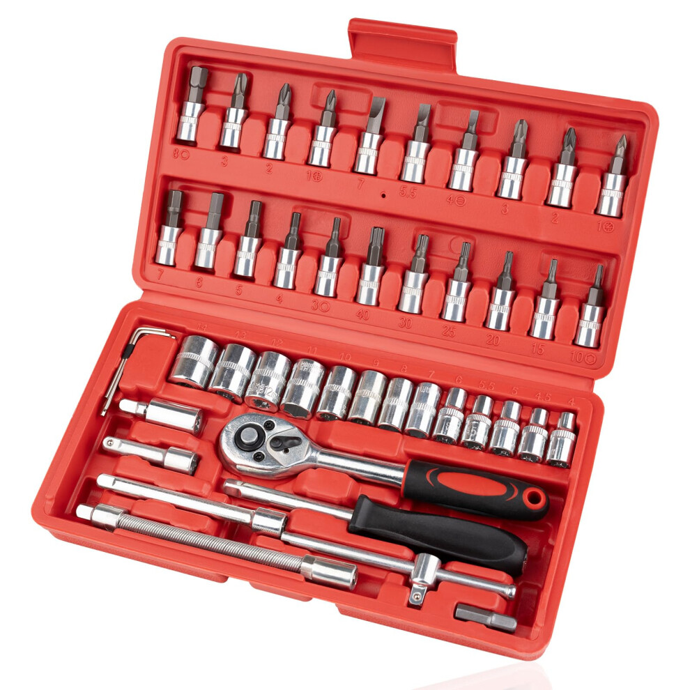 1/4Inch Drive Socket Wrench Set, 46Piece, Metric And Standard 9001264703240