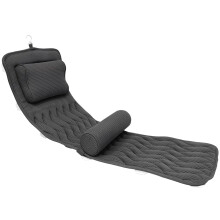 Full Body Bath Pillow with Adjustable Lumbar Support, 14 Suction Cups, 3D Air Mesh for Any Tub, Gray 50 Inch