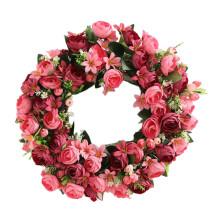 UV Protection Wreath, Artificial Peony Wreath, Handmade Silk Flowers for Indoor Outdoor Wedding Wall Décor (55x55x10Cm)