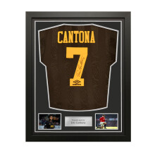 Eric Cantona Signed Original Manchester United 1994-96 Away Football Shirt (Original Print). Standard Frame