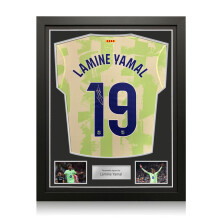 Lamine Yamal Signed 2024-25 Barcelona Third Football Shirt. Standard Frame