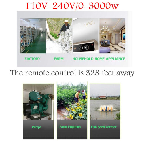 Wireless Light Switch and Receiver Kit AC110V 30A RF Remote Control for Fan Light Motor Pump Security Systems White Ref: 7447 1