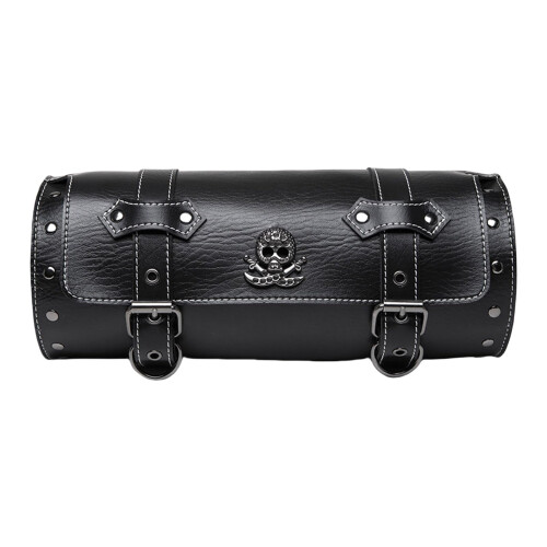 Motorcycle front bag, motorcycle tool bag, tool bag, roll bag, saddlebag, skull pattern,  front fork, handlebar bag