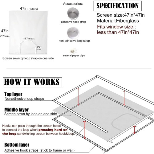 Adjustable Window Screen Replacement Kit with Zipper Opening Keep Mosquitoes Away Insect Nets for Household 1