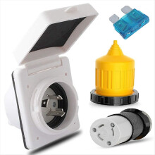RV Power Inlet Outlet Shore Kit W/Boot Cord Protector 125V NEMA L5-30P
