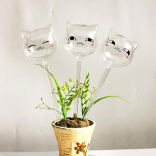 Automatic Plant Watering with Cute Cat, Decorative Glass Bulbs for Gardens