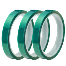 Resin Adhesive Tape, Silicone, High Temp Resistance, Easy Peel, 0.51' 108ft (Green) Pack of 3